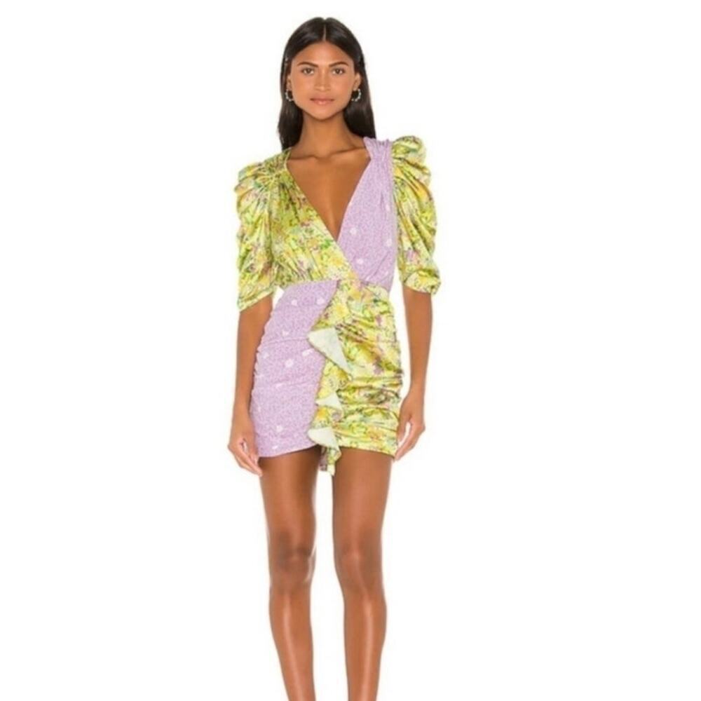 NWT For Love & Lemons Dubois Mini Dress in Mixed Print Freedom Floral Size Large